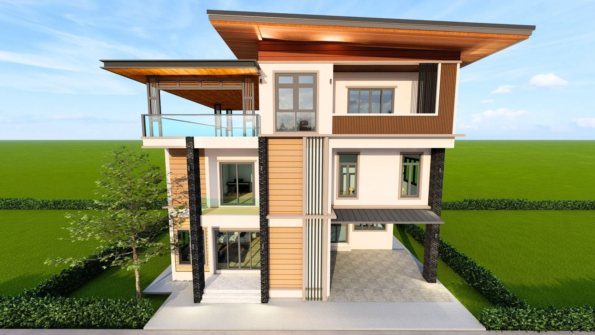 แบบบ้านโมเดิร์น 3 ชั้น